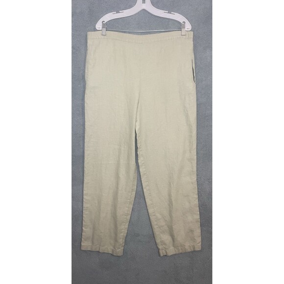Outfit JPR Pants Womens Medium Green 100% Linen Elastic Waist‎ Pockets Vacation - Picture 1 of 10